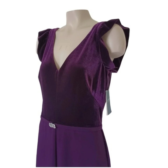 New! Lauren Ralph Lauren  Aubergine Purplw Velvet Evening Bridesmaid Gown - Picture 4 of 11